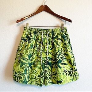 Roundtree and Yorke Swim Trunks Tropical Blue Yellow Green Size Medium